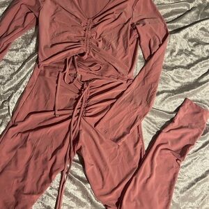 Ruched Pink Two-Piece Set